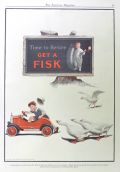 1926 Fisk Tires Ad ~ Geese Chase Boy in Pedal Car