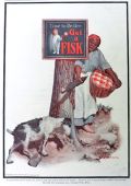 1926 Fisk Tires Ad ~ Maid Fends Off Billy Goat
