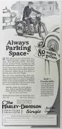 1926 Harley Davidson Motorcycle Ad ~ Always Parking Space