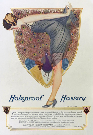 1924 Holeproof Hosiery Ad ~ Coles Phillips ~ Peacock