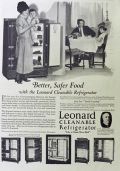 1924 Leonard Cleanable Refrigerator Ad ~ Better, Safer Food