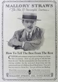 1925 Mallory Straw Hat Ad ~ Unexampled Smartness