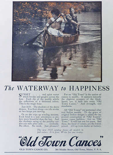 1926 Old Town Canoe Ad ~ Waterway to Happiness