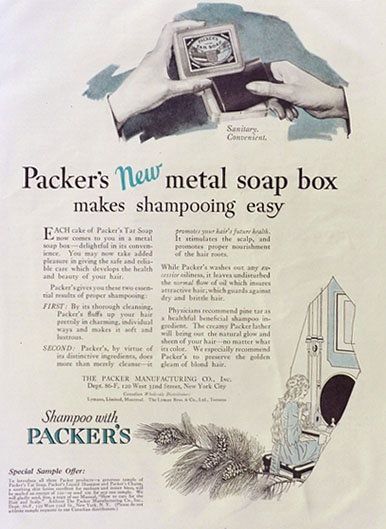 1923 Packer's Tar Soap ~ Metal Soap Box