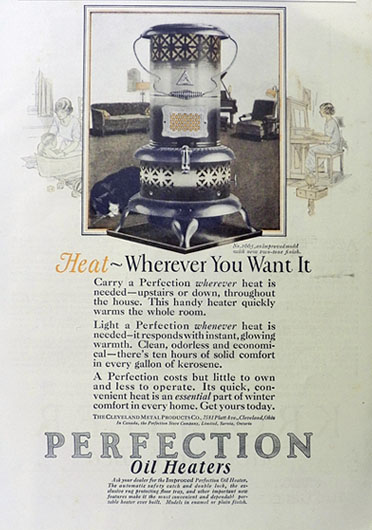 1924 Perfection Oil Heater Ad ~ Heat Wherever You Want It