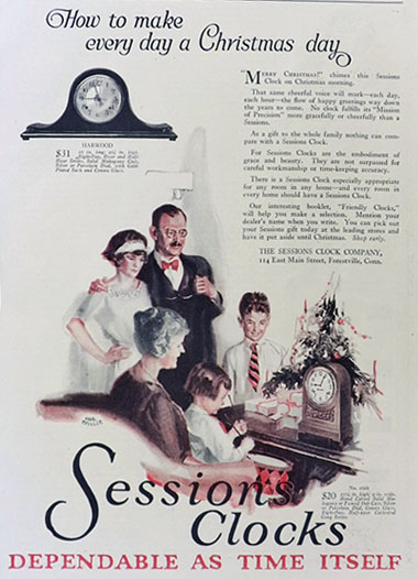 1923 Sessions Clock Ad ~ Harwood