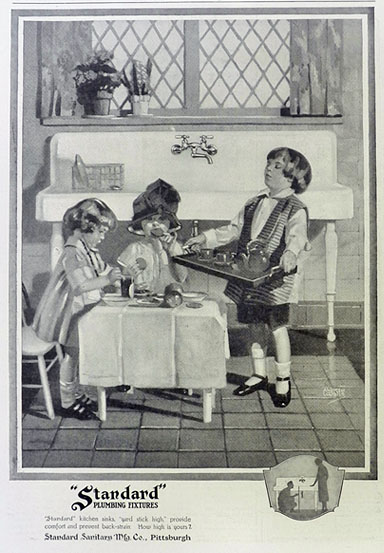 1923 Standard Plumbing Ad ~ Kids Play Pretend ~ Andrew Loomis