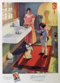 1925 Standard Plumbing Ad ~ Boy Feeds Dog ~ Andrew Loomis