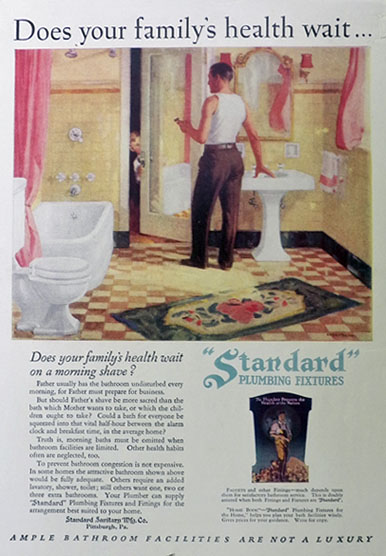 1926 Standard Plumbing Ad ~ Dad Shaves