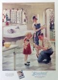 1925 Standard Plumbing Ad ~ Dad Holds Baby Chick