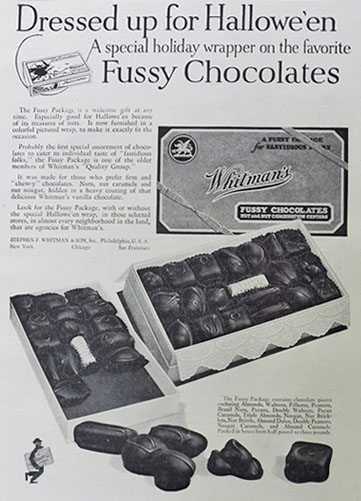 1925 Whitman's Fussy Chocolates Ad ~ Halloween