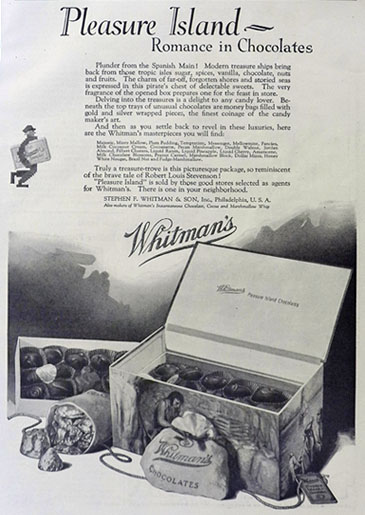 1923 Whitman's Candy Ad ~ Pleasure Island