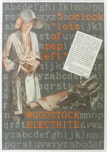 1925 Woodstock Electrite Typewriter Ad ~ Lots of Pep Left