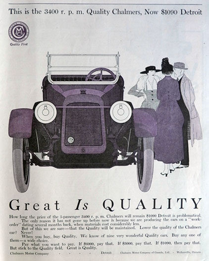 1916 Chalmers Motor Company Ad ~ 3400 RPM