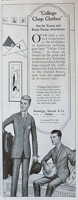 1916 "College Chap Clothes" Ad ~ For Young & Keep-Young Americans
