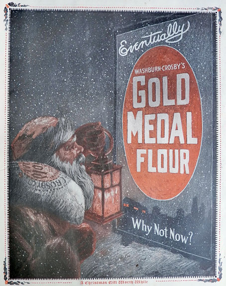 1916 Gold Medal Flour Ad ~ Santa with Lantern