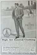 1903 High Art Insured Men's Clothing Ad ~ Balfour Sack Suit