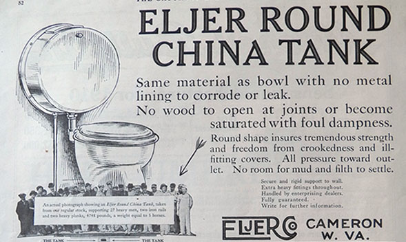 1909 Antique Eljer Round Toilet Tank Ad ~ Made of China