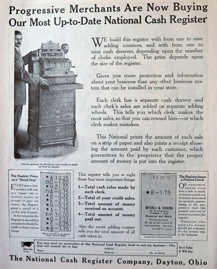 1910 National Cash Register Ad ~ Progressive Merchants