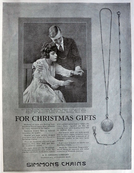 1916 Simmons Chain Jewelry Ad ~ Norma Talmadge