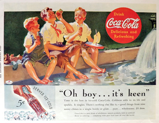 1935 Coca Cola Coke Ad ~ Oh Boy, It's Keen