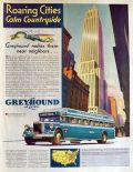 1931 Greyhound Bus Lines Ad ~ Roaring Cities, Calm Countryside