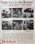 1933 Mobiloil Ad ~ Jack Holt, Fay Wray