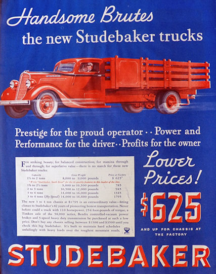 1934 Studebaker Truck Ad ~ Handsome Brutes