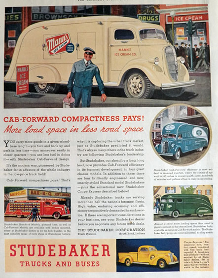 1937 Studebaker Truck Ad ~ Mann's Ice Cream Truck