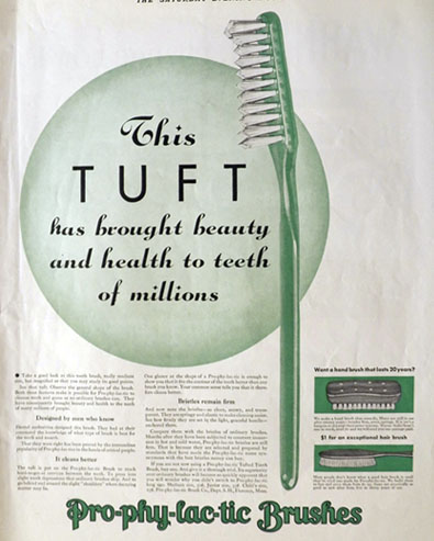 1931 Pro-phy-lac-tic-Toothbrush Ad ~ See That Tuft