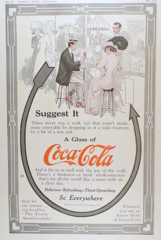 1911 Large Coca Cola Ad ~ A Bit of Rest & A Glass of Coke