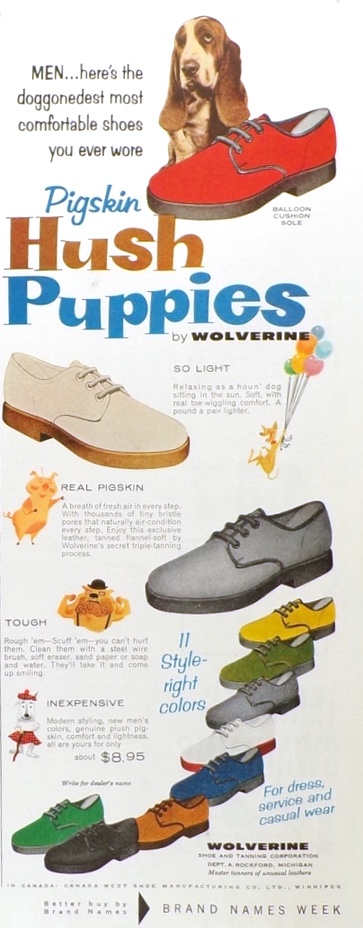 1958 Vintage Hush Puppies Ad, Vintage Clothing & Accessory Ads