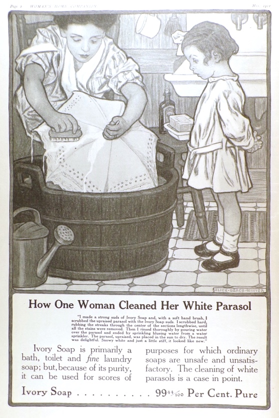 1911 Ivory Soap Ad ~ Woman Cleans Parasol ~ Alice Beach Winter