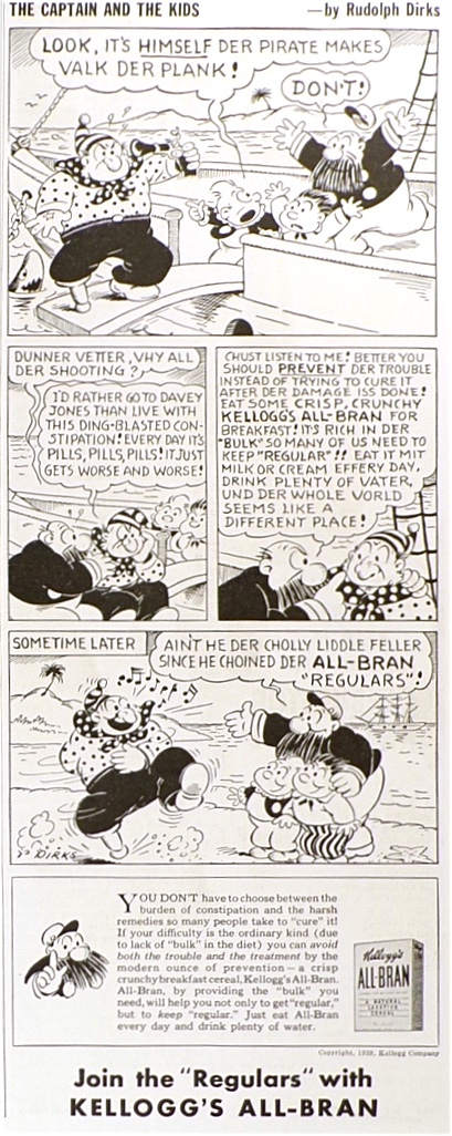 1939 Kellogg's Cereal Ad ~ Katzenjammer Kids Cartoon ~ Rudolph Dirks