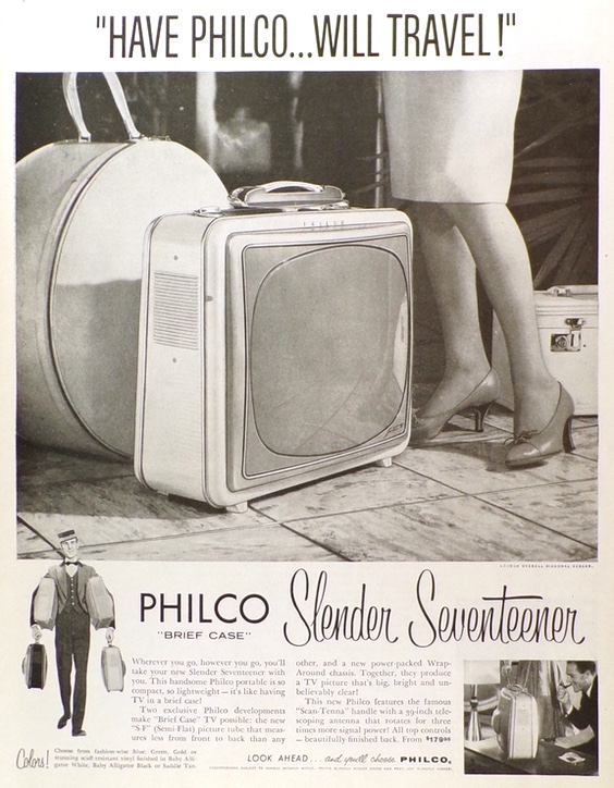 1958 Retro Philco "Briefcase" Slender Seventeener TV Ad