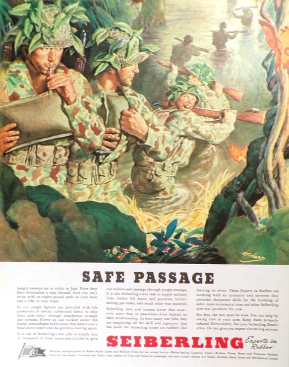 1943 WWII Seiberling Tires Ad ~ Safe Passage