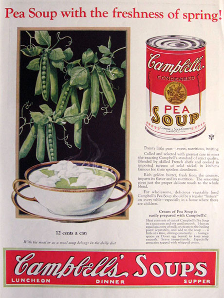 1927 Campbell's Pea Soup Ad ~ Freshness of Spring