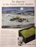 1943 Green Giant Peas Ad ~ Scene at Le Sueur, MN