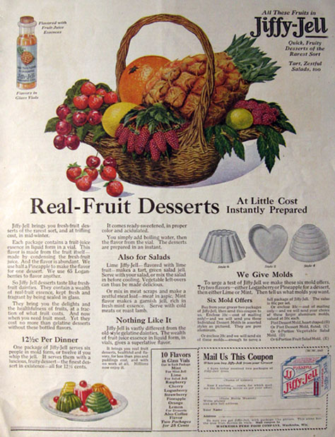 1919 Jiffy Jell Ad ~ Real Fruit Desserts