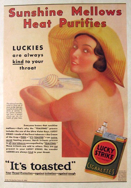 1931 Lucky Strike Cigarettes Ad ~ Bathing Suit Beach Lady