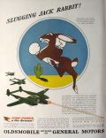 1943 Oldsmobile Army Air Force Ad ~ 96th Squadron, Slugging Jack Rabbits