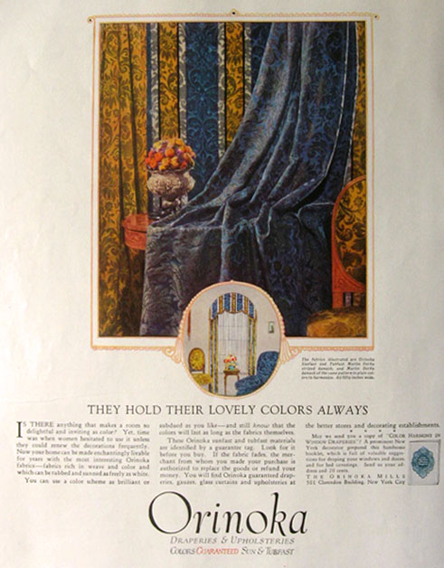 1924 Orinoka Damask Drapery Ad