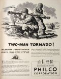 1943 WWII Philco Ad ~ Two Men And A Bazooka
