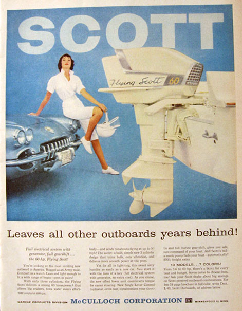 1959 Vintage Flying Scott Outboard Motor Ad