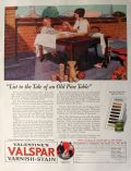 1924 Valspar Varnish-Stain Ad ~ Old Pine Table
