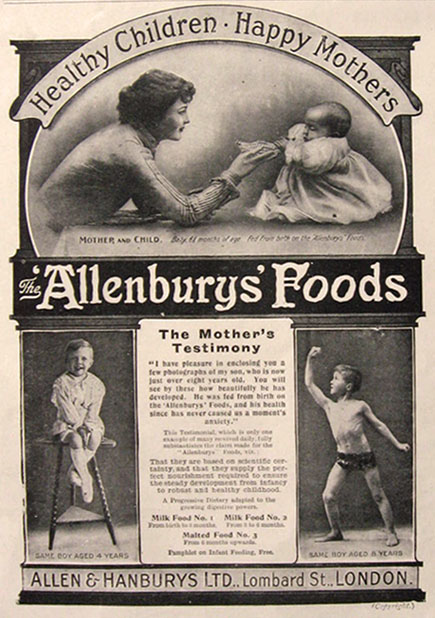1911 Allenbury's Baby Food Advert ~ Boy with Muscles
