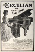 1903 Cecilian Piano Player Ad ~ Interchangeable Tracker Board