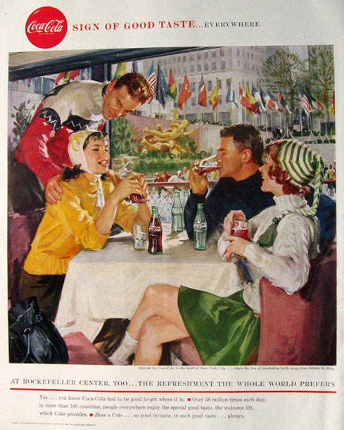 1958 Coca Cola Coke Ad ~ Rockefeller Center, NY