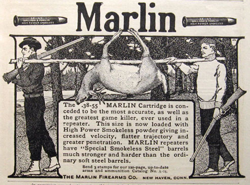 1903 Marlin Rifle .38-55 Cartridge Ad ~ Dead Buck