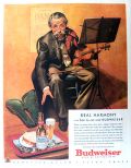 1934 Budweiser Beer Ad ~ Violinist Has a Beer